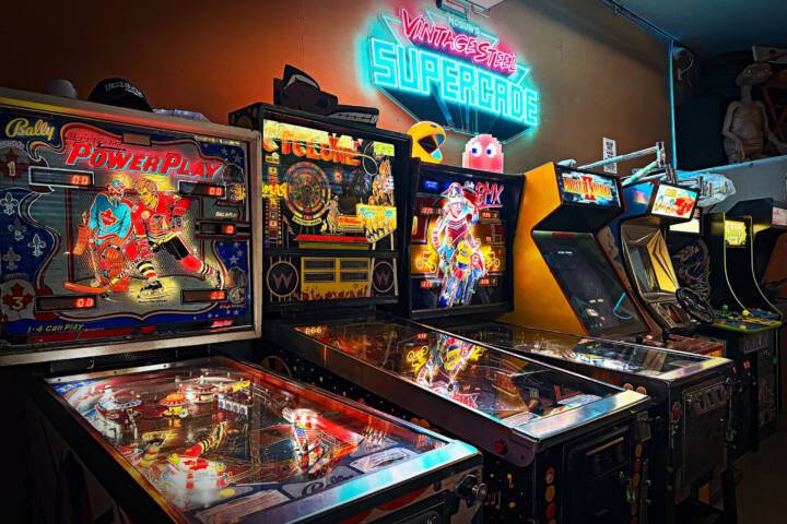 Vintage Steel Supercade 80s Video Game & Pinball Arcade